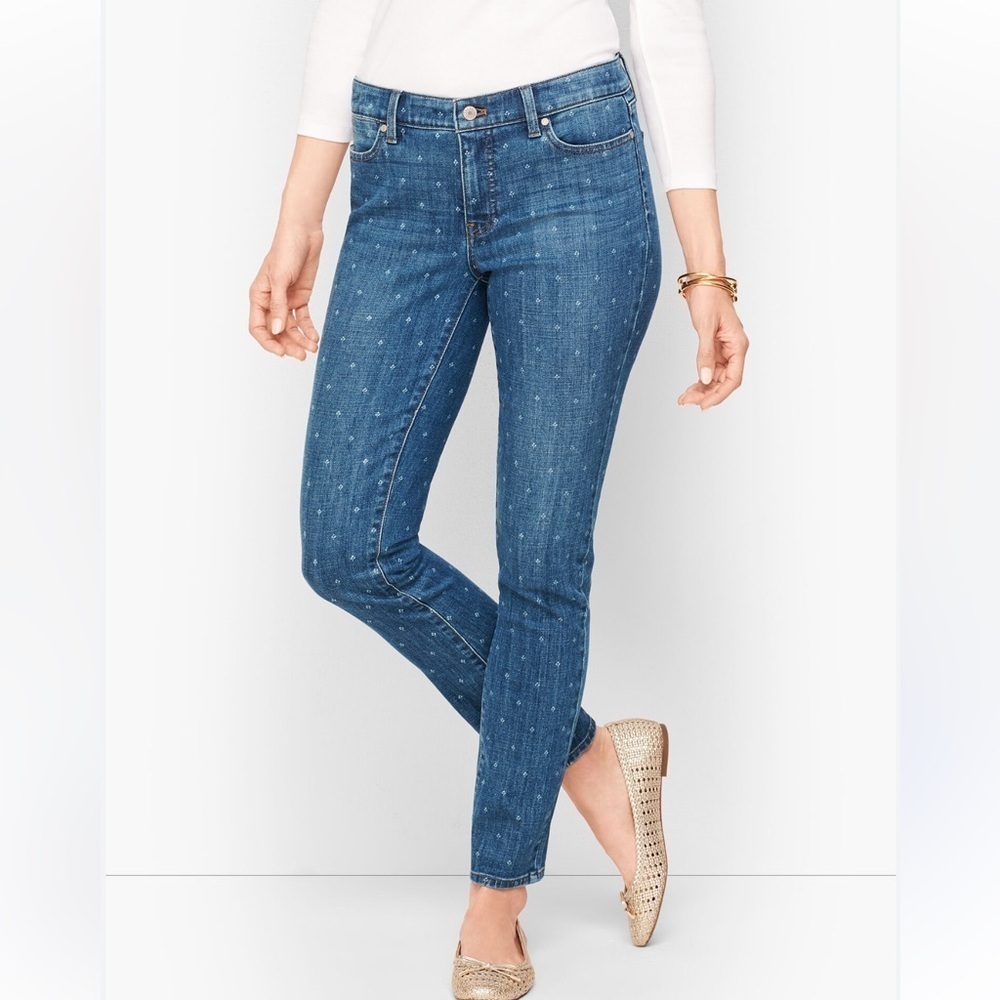 Talbots Tulip Print Slim Ankle Jeans